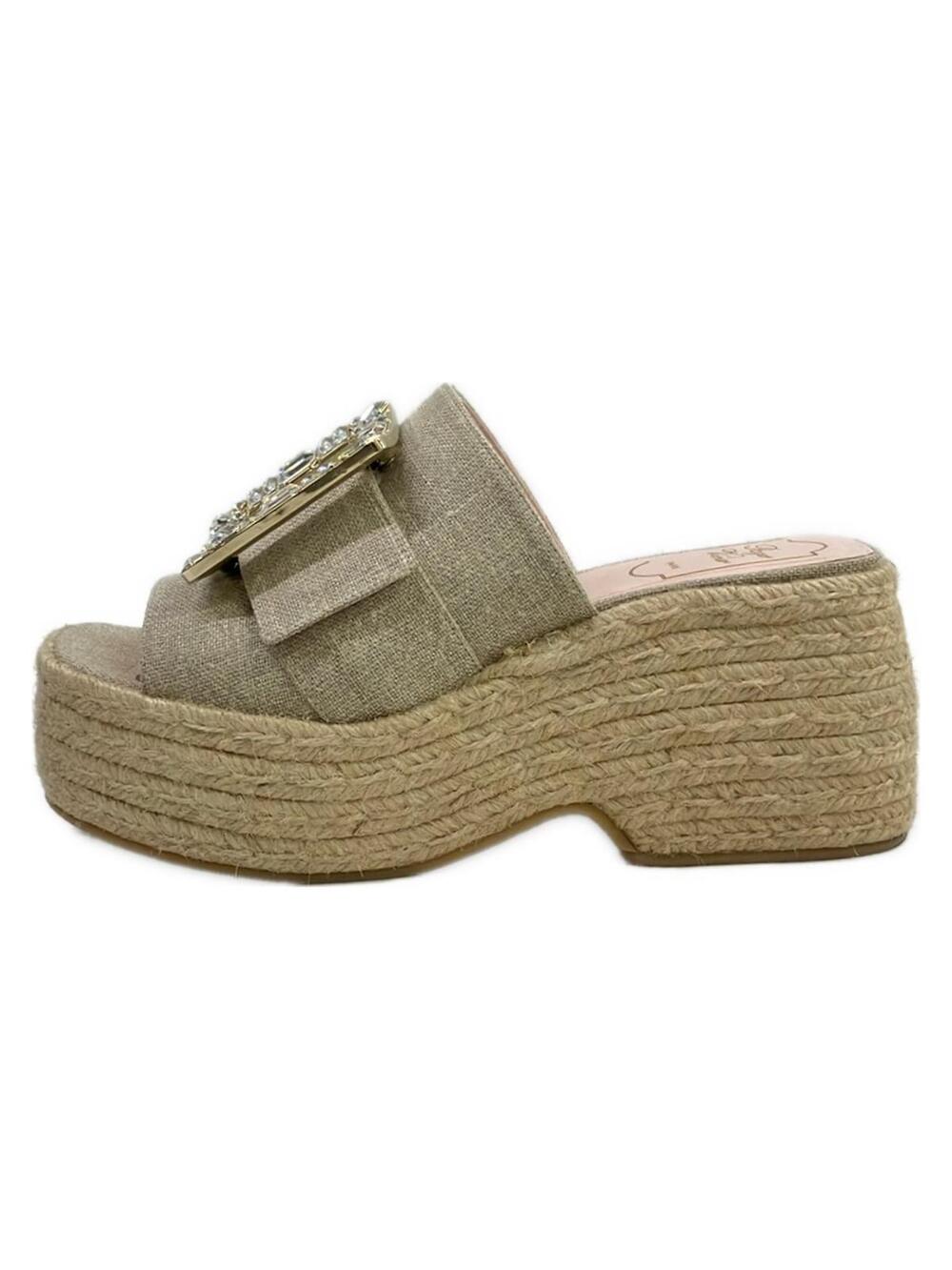 Roger Vivier Gray Beige Hemp Women's #281183R50B